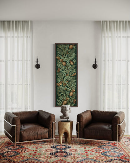 Leaves and Acorns Tall Narrow William Morris Style Canvas Wall Art