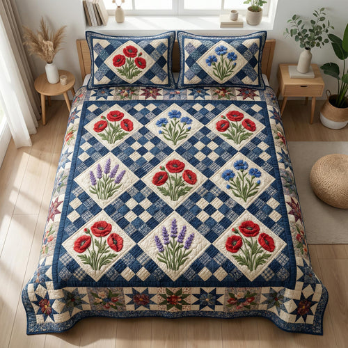 Liberty Bloom 3-Piece Quilted Bedding Set - Single (59" x 70")