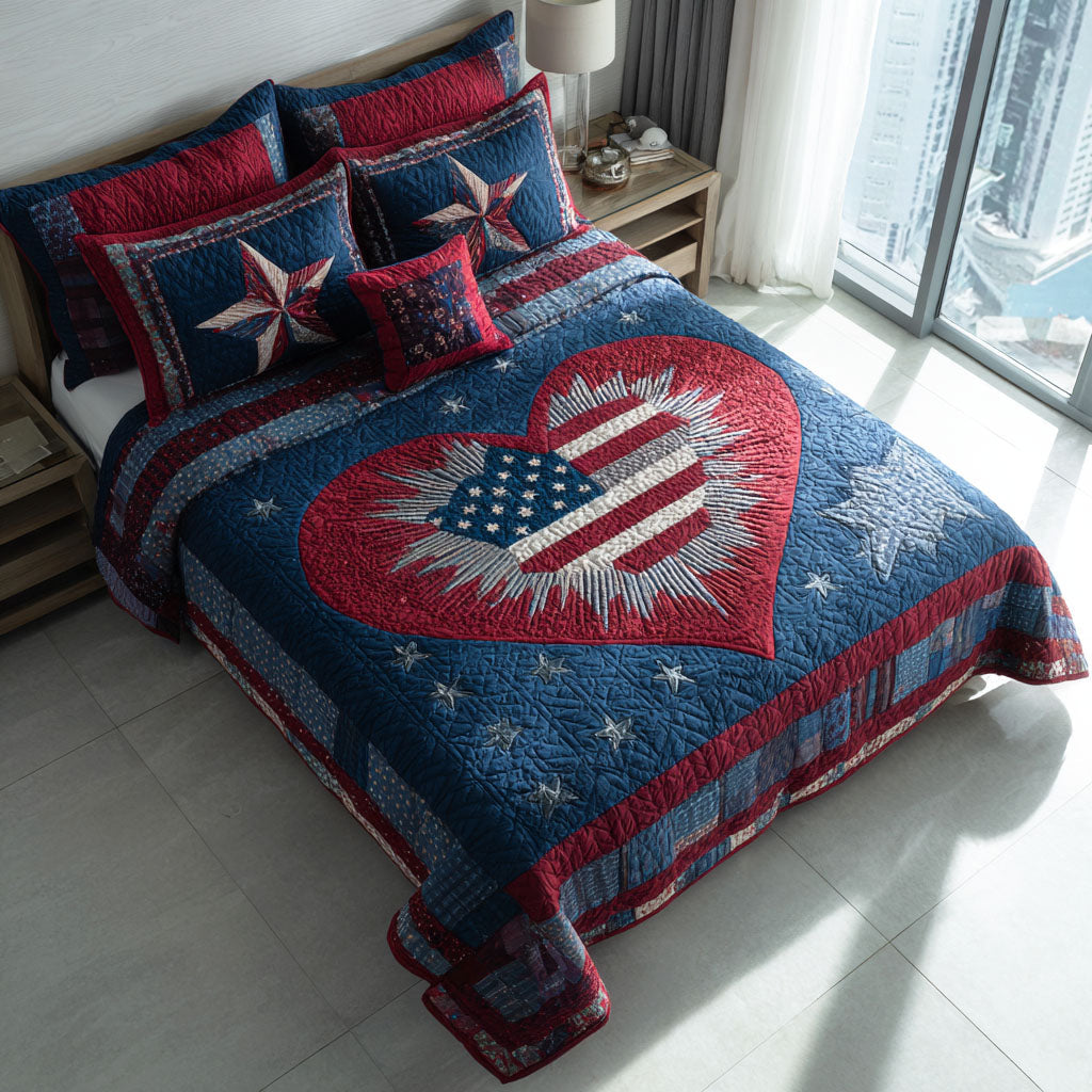 Liberty Heart 3-Piece Quilted Bedding Set - Single (59" x 70")
