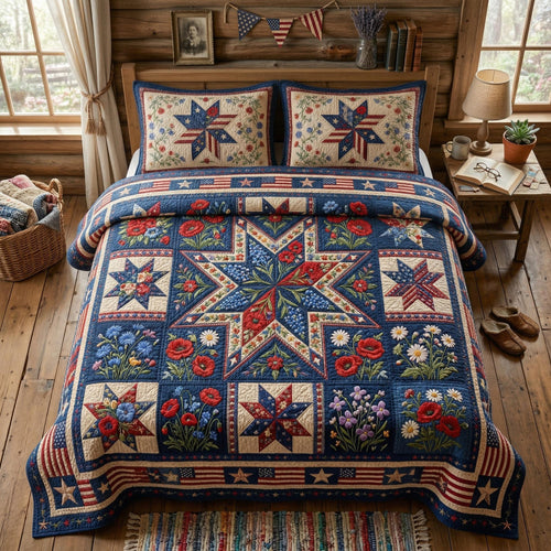 Liberty Star 3-Piece Quilted Bedding Set - Single (59" x 70")
