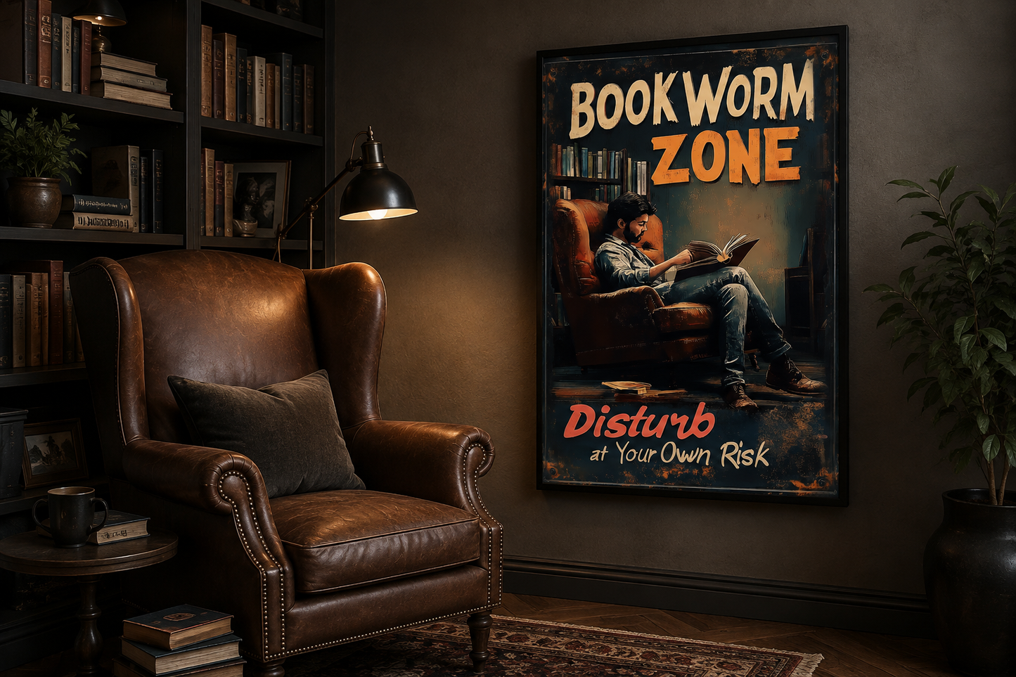 Library Wall Art - Disturb At Your Own Risk Reading Zone Bookworm Canvas Print