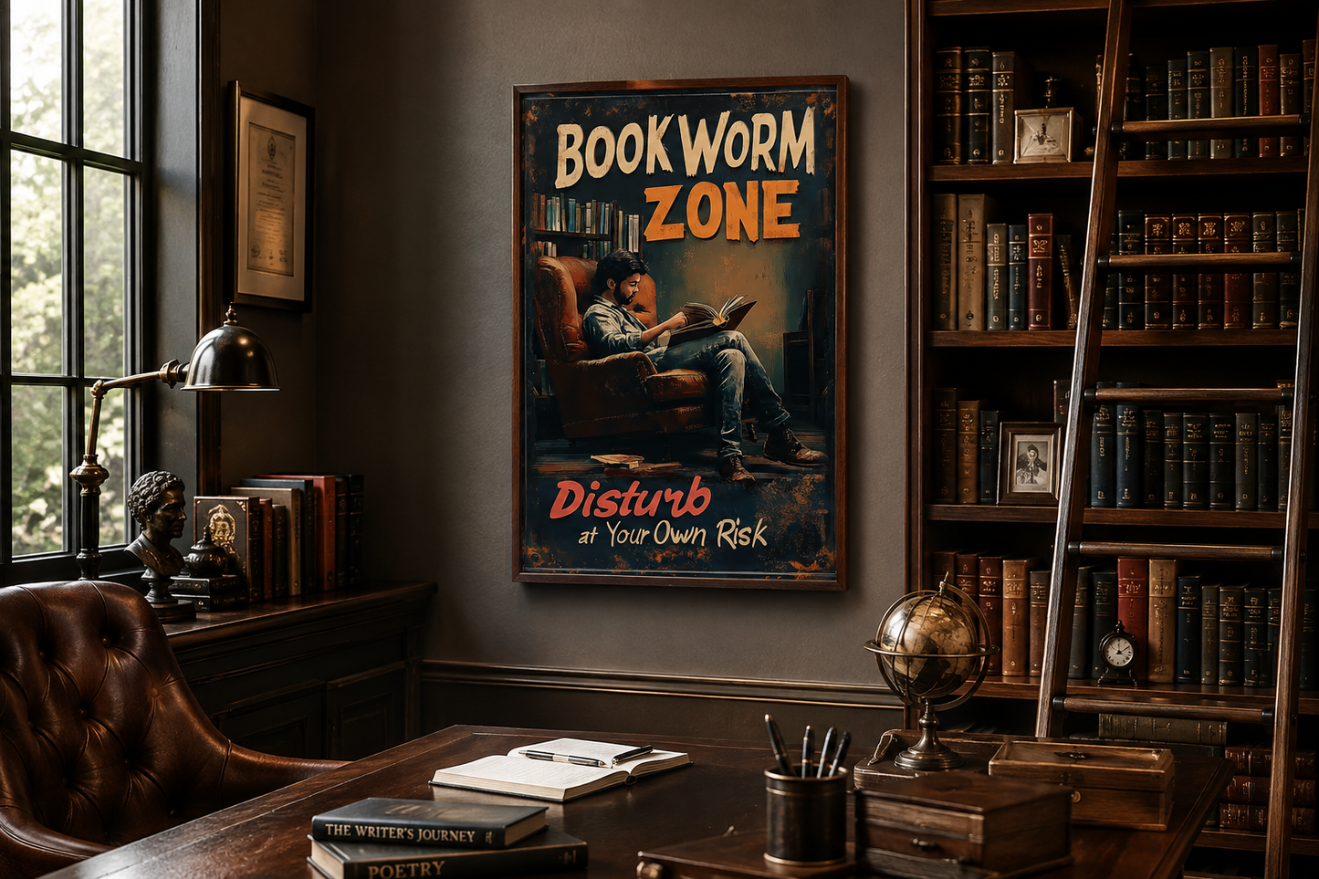 Library Wall Art - Disturb At Your Own Risk Reading Zone Bookworm Canvas Print