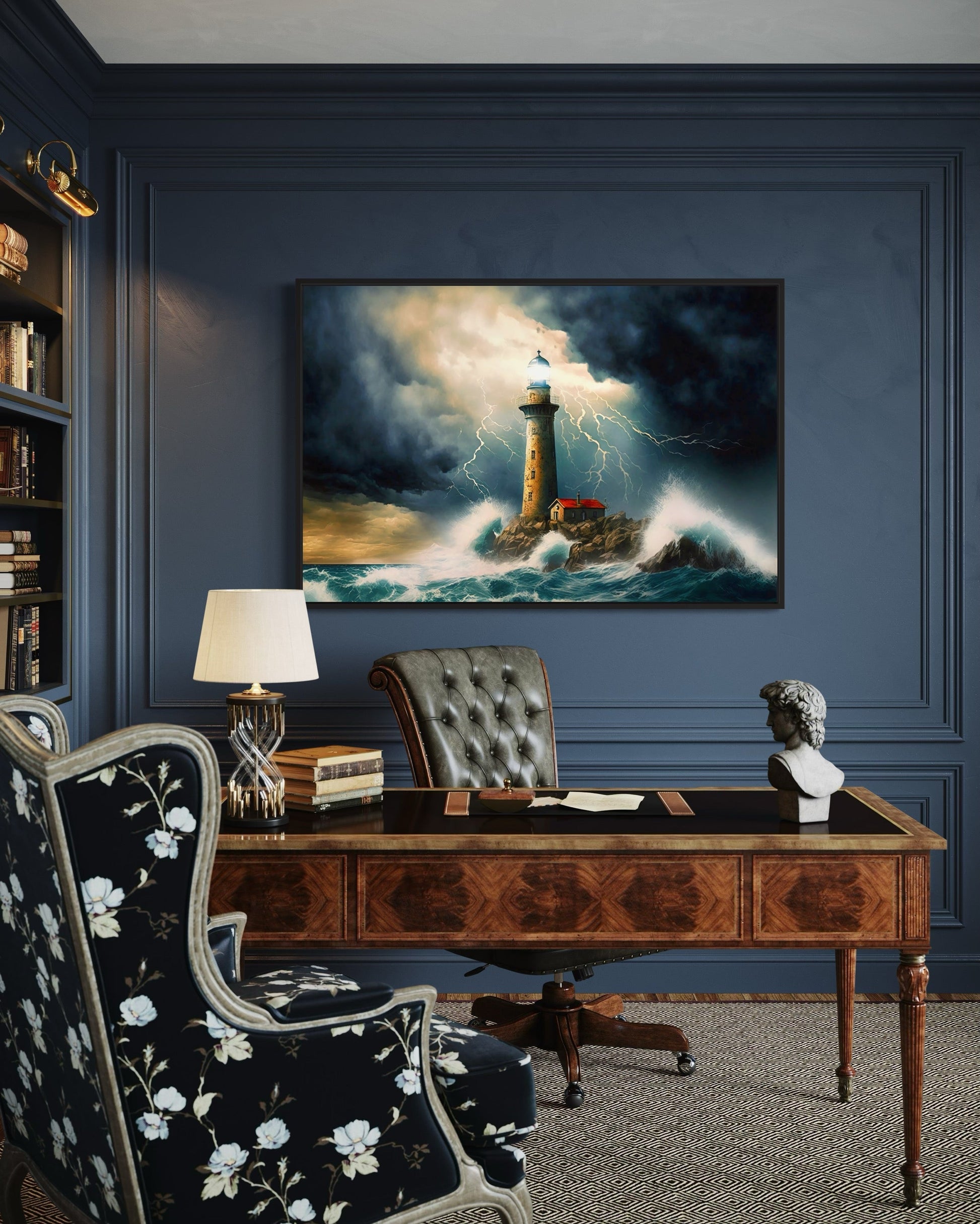 Lighthouse In Stormy Ocean Nautical Wall Art