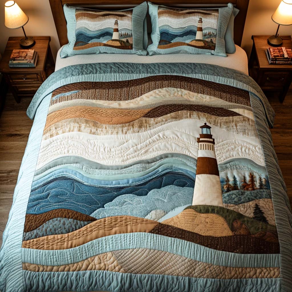 Lighthouse Dreams 3-Piece Quilted Bedding Set - Single (59" x 70")