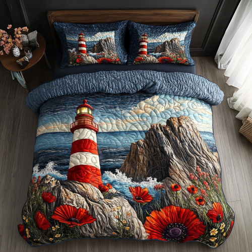 Lighthouse Haven 3-Piece Quilted Bedding Set - Single (59" x 70")