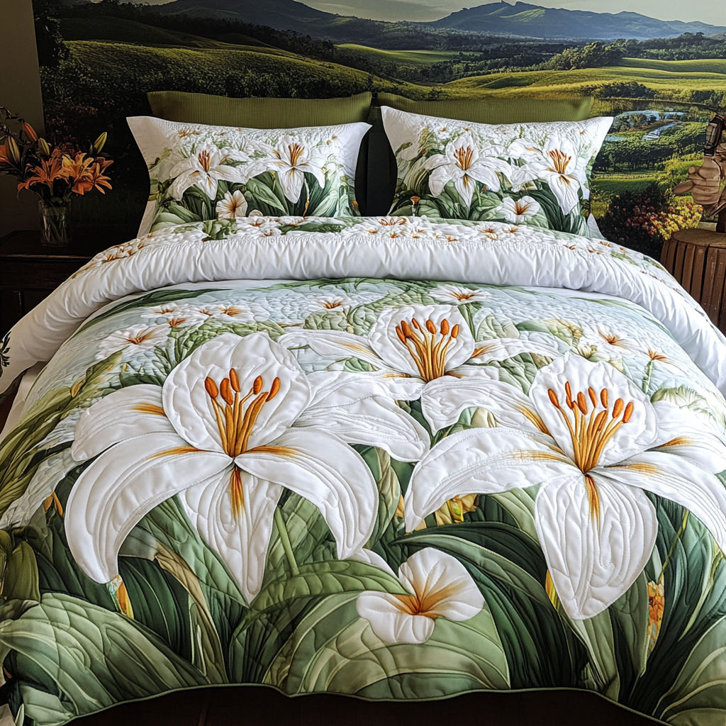 Lily Elegance 3-Piece Quilted Bedding Set - Single (59" x 70")