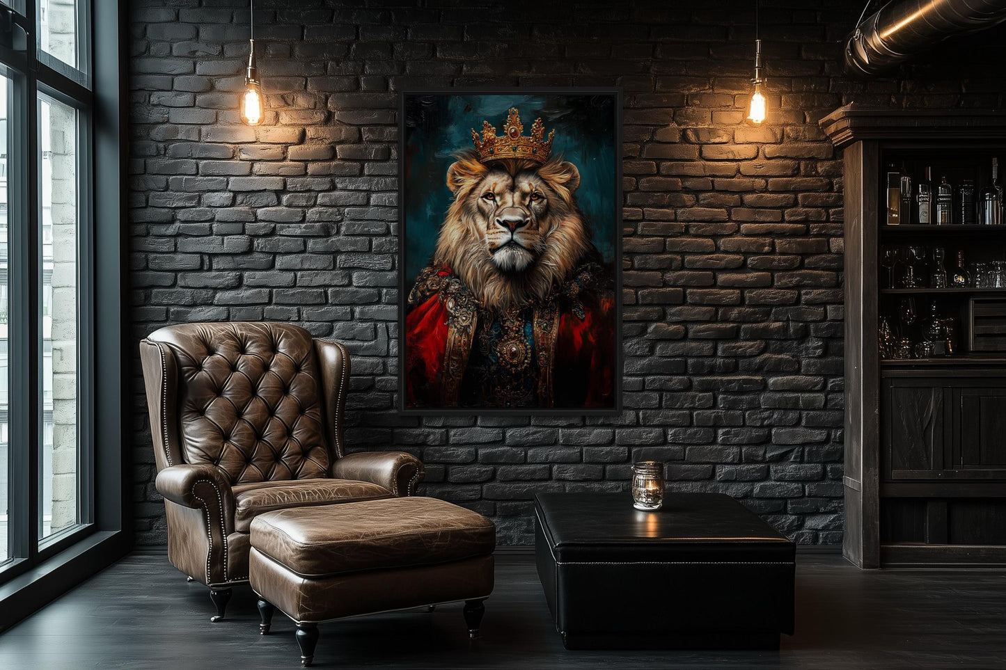 Lion With Crown And Robe Victorian Portrait Wall Art