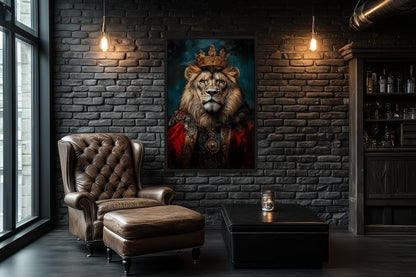 Lion With Crown And Robe Victorian Portrait Wall Art