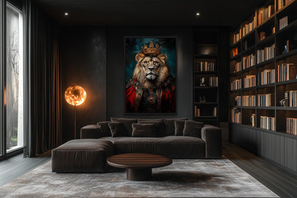 Lion With Crown And Robe Victorian Portrait Wall Art