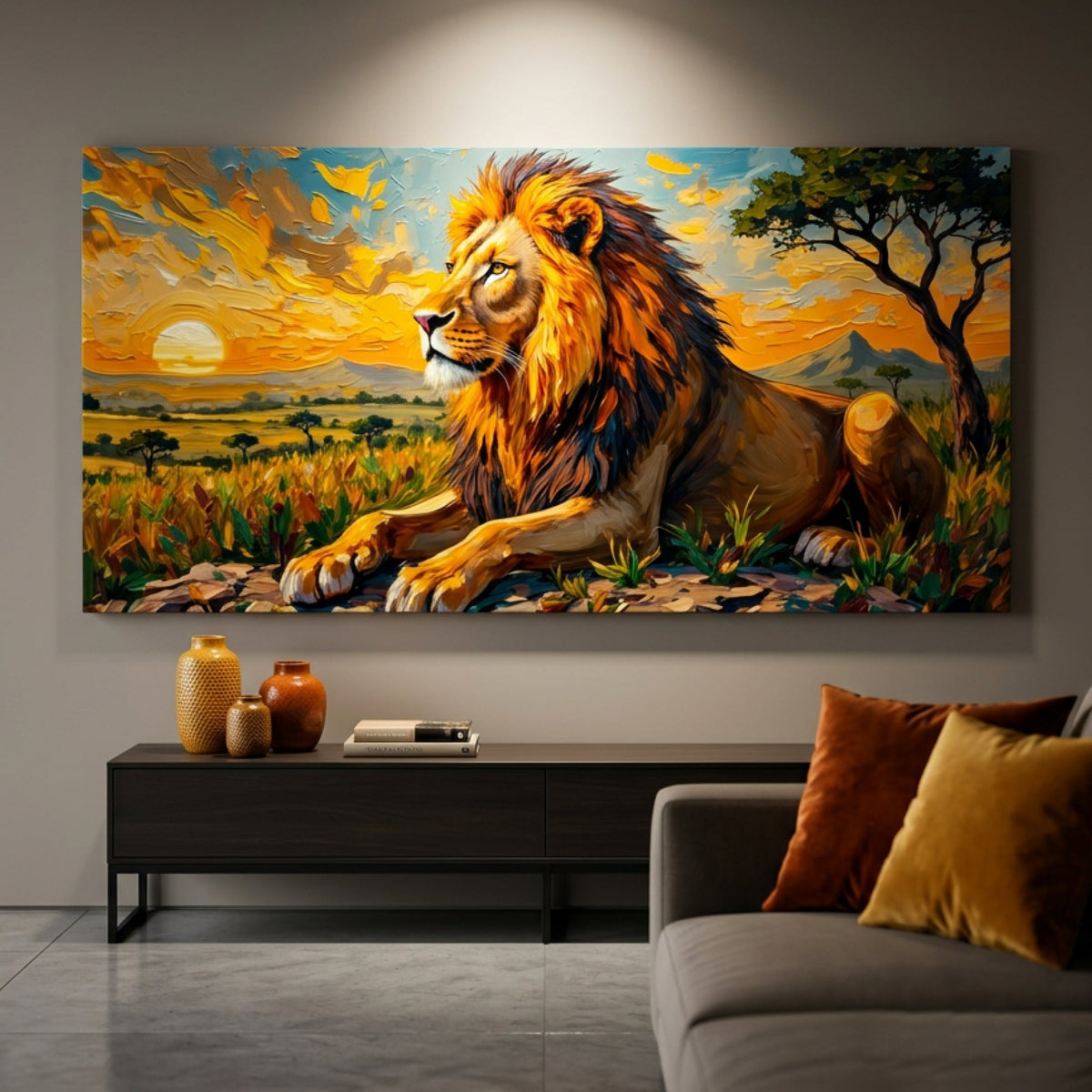 Majestic Sunset Lion