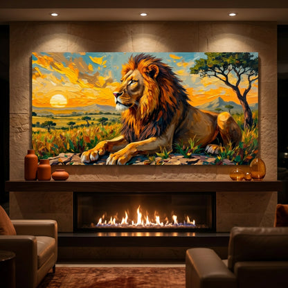 Majestic Sunset Lion