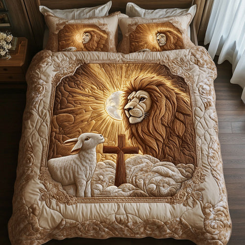 Lion and Lamb Light 3-Piece Quilted Bedding Set - Single (59" x 70")
