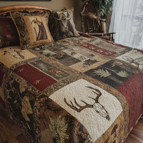 Lodge Antlers 3-Piece Quilted Bedding Set - Single (59" x 70")