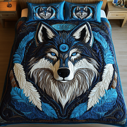 Lone Wolf Spirit 3-Piece Quilted Bedding Set - Single (59" x 70")