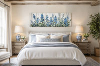 Blue Wildflowers Horizontal Framed Canvas Wall Art For Above Bed Decor