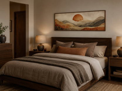 Boho Desert Wall Art - Long Horizontal Canvas Print | Terracotta Brown Landscape