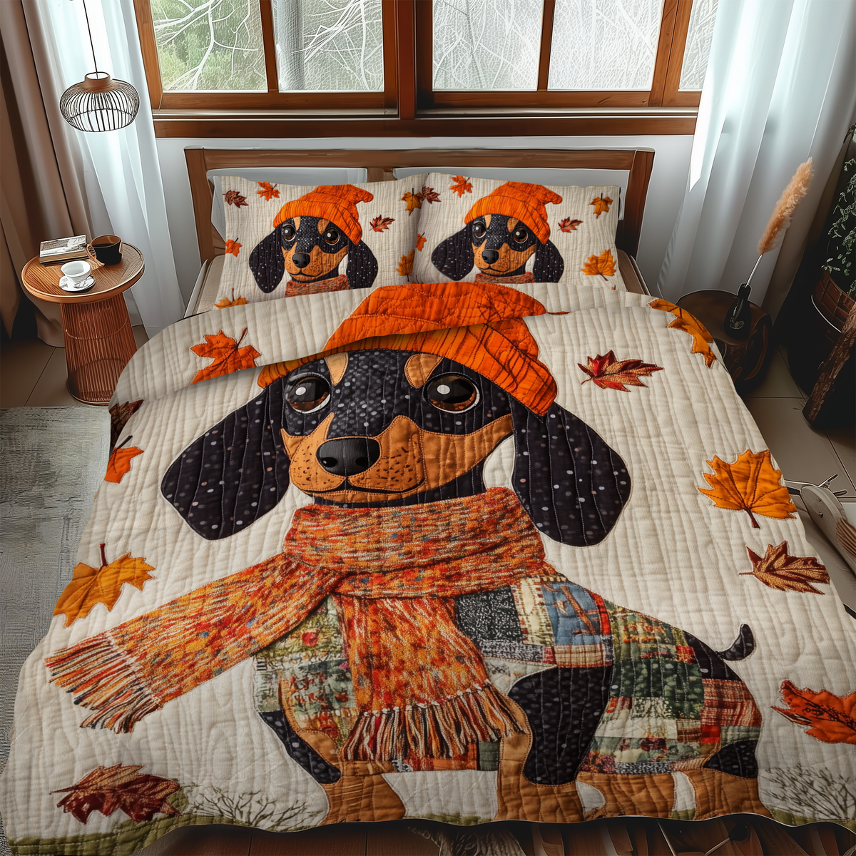 Lovable Dachshunds 3-Piece Quilted Bedding Set - Single (59" x 70")