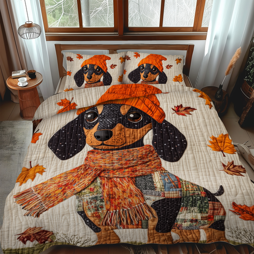 Lovable Dachshunds 3-Piece Quilted Bedding Set - Single (59" x 70")