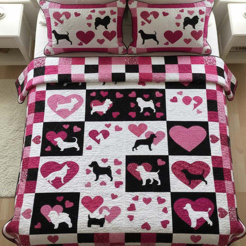 Loving Dog 3-Piece Quilted Bedding Set - Single (59" x 70")