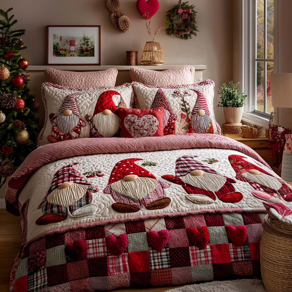 Loving Gnome 3-Piece Quilted Bedding Set - Single (59" x 70")