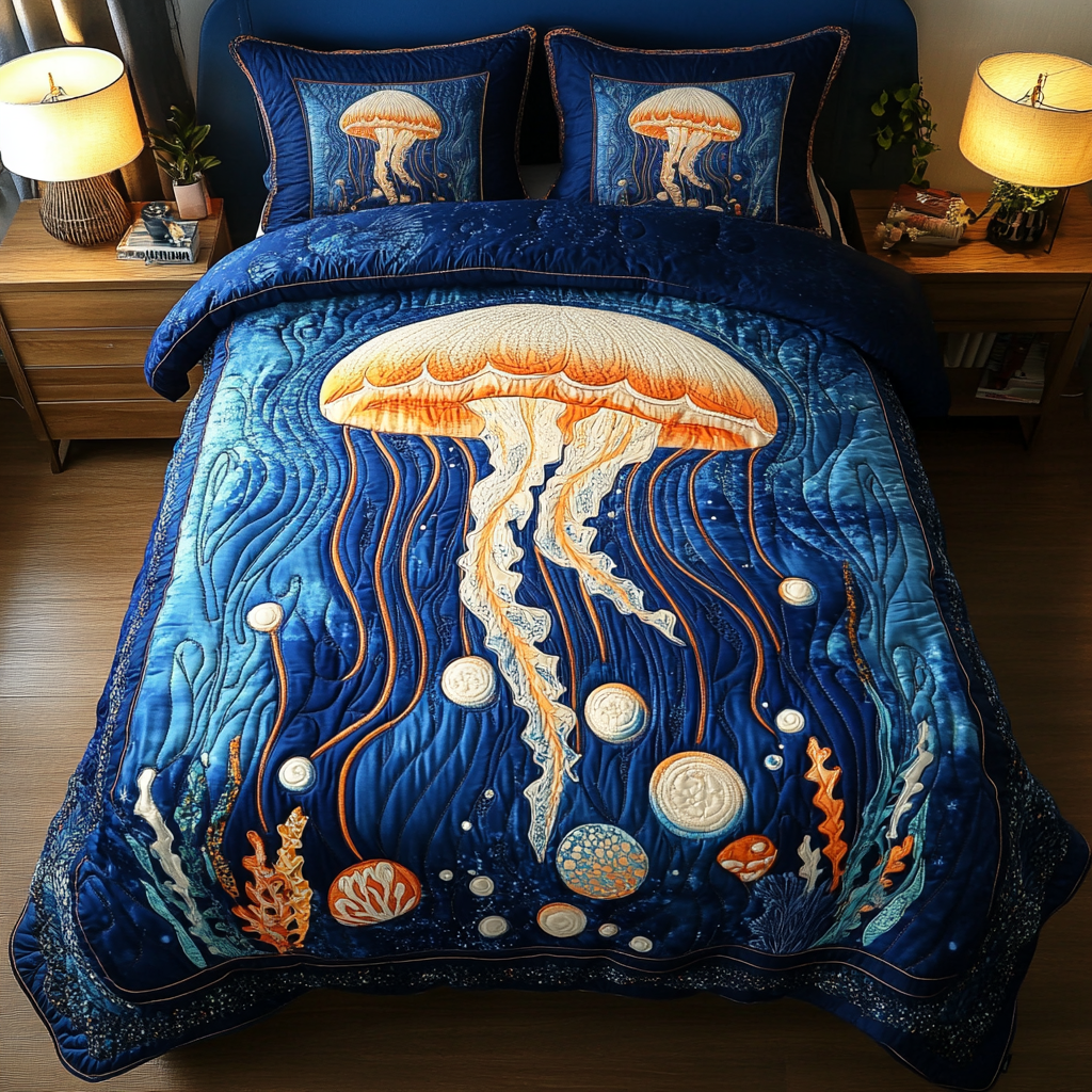 Luminous Depths 3-Piece Quilted Bedding Set - Single (59" x 70")