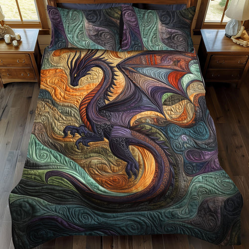 Lunar Serpent 3-Piece Quilted Bedding Set - Single (59" x 70")