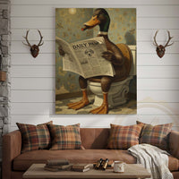 Duck Reading Daily Paw Newspaper Wrapped Canvas
