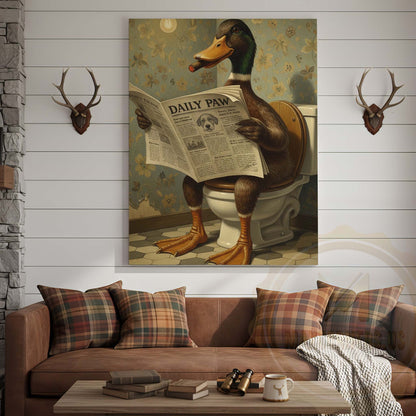 Duck Reading Daily Paw Newspaper Wrapped Canvas