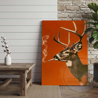 Deer Pop Art with Smoke Wrapped Canvas Wall Art