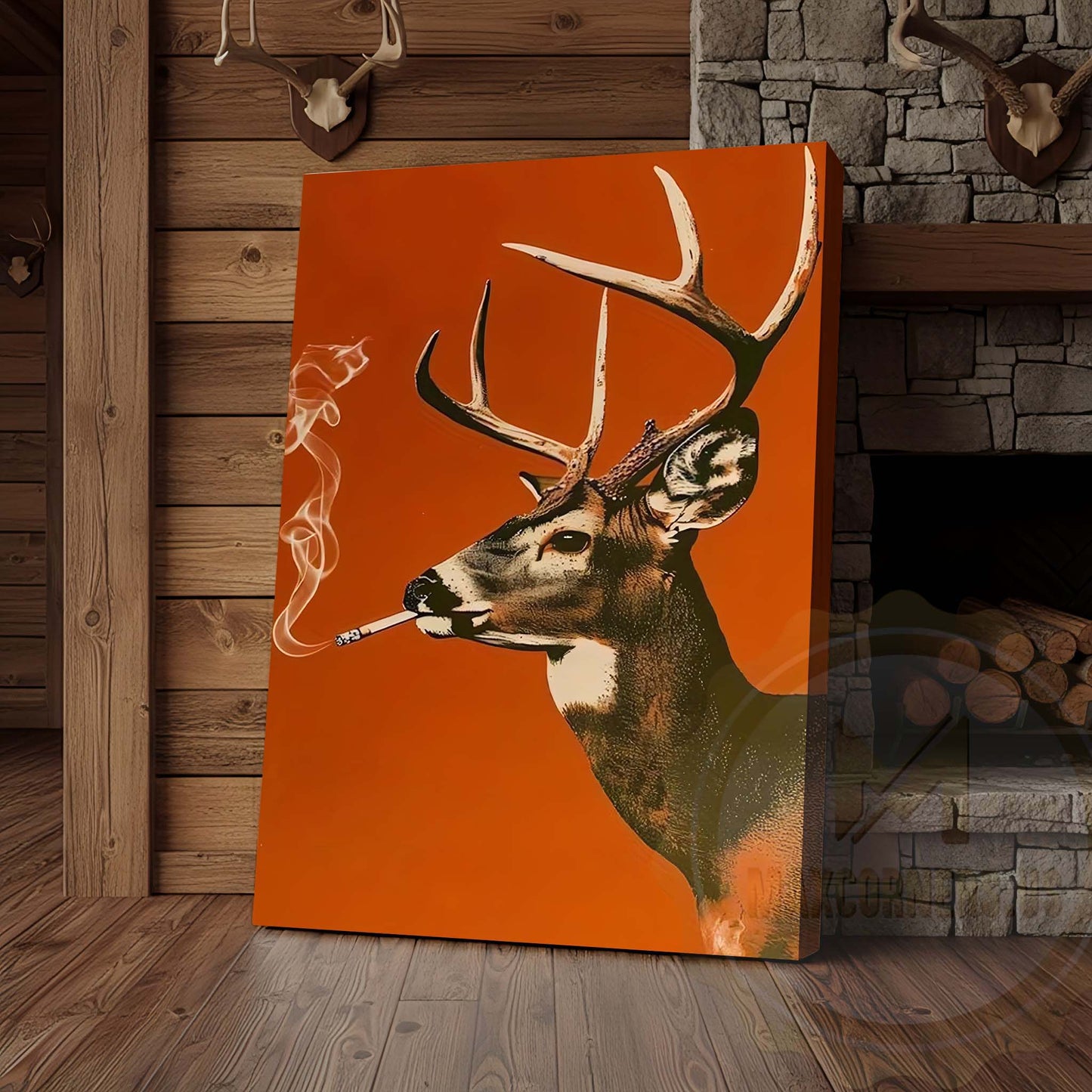 Deer Pop Art with Smoke Wrapped Canvas Wall Art