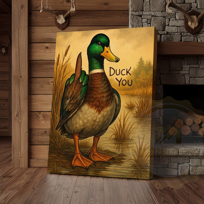 Duck You Funny Middle Finger Duck Humor Wall Art Wrapped Canvas