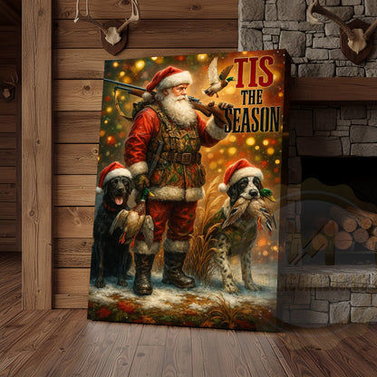 Santa Hunter Christmas Lodge Art Wrapped Canvas