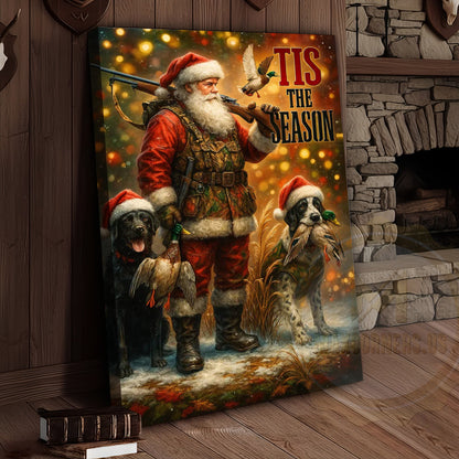 Santa Hunter Christmas Lodge Art Wrapped Canvas