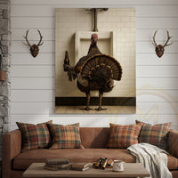 Funny Turkey With Beer Rustic Bathroom Wall Art Wrapped Canvas