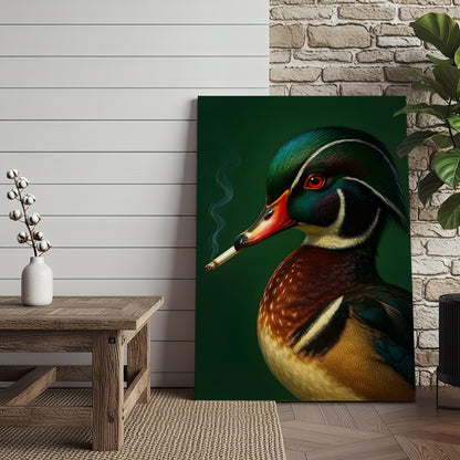 Wood Duck Wall Art Canvas - Vibrant Wildlife Cabin Decor - Unique Hunting Lodge Artwork