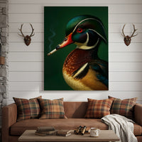 Wood Duck Wall Art Canvas - Vibrant Wildlife Cabin Decor - Unique Hunting Lodge Artwork