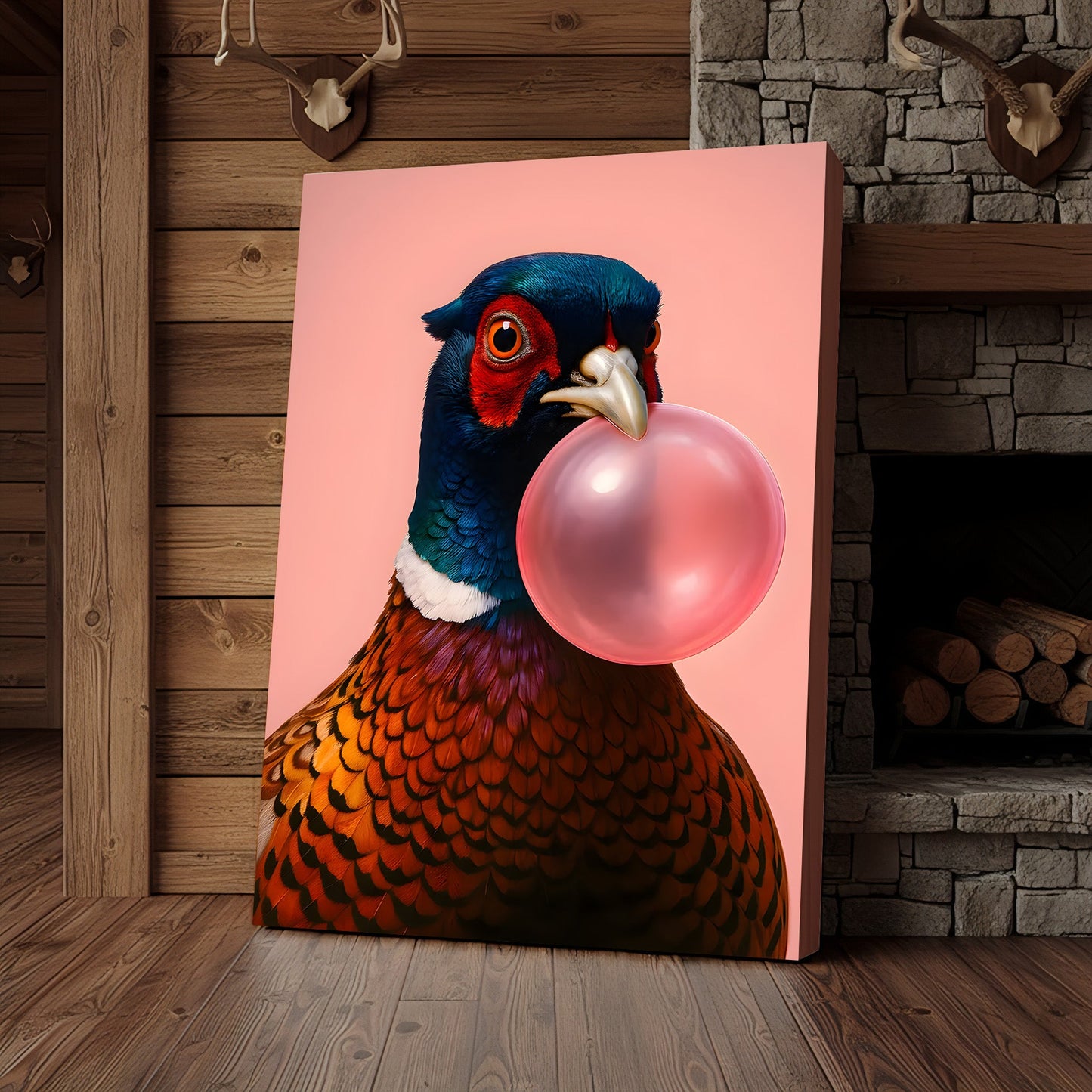 Funny Pheasant Canvas Wall Art – Unique Hunting Cabin Decor & Perfect Gift for Hunters