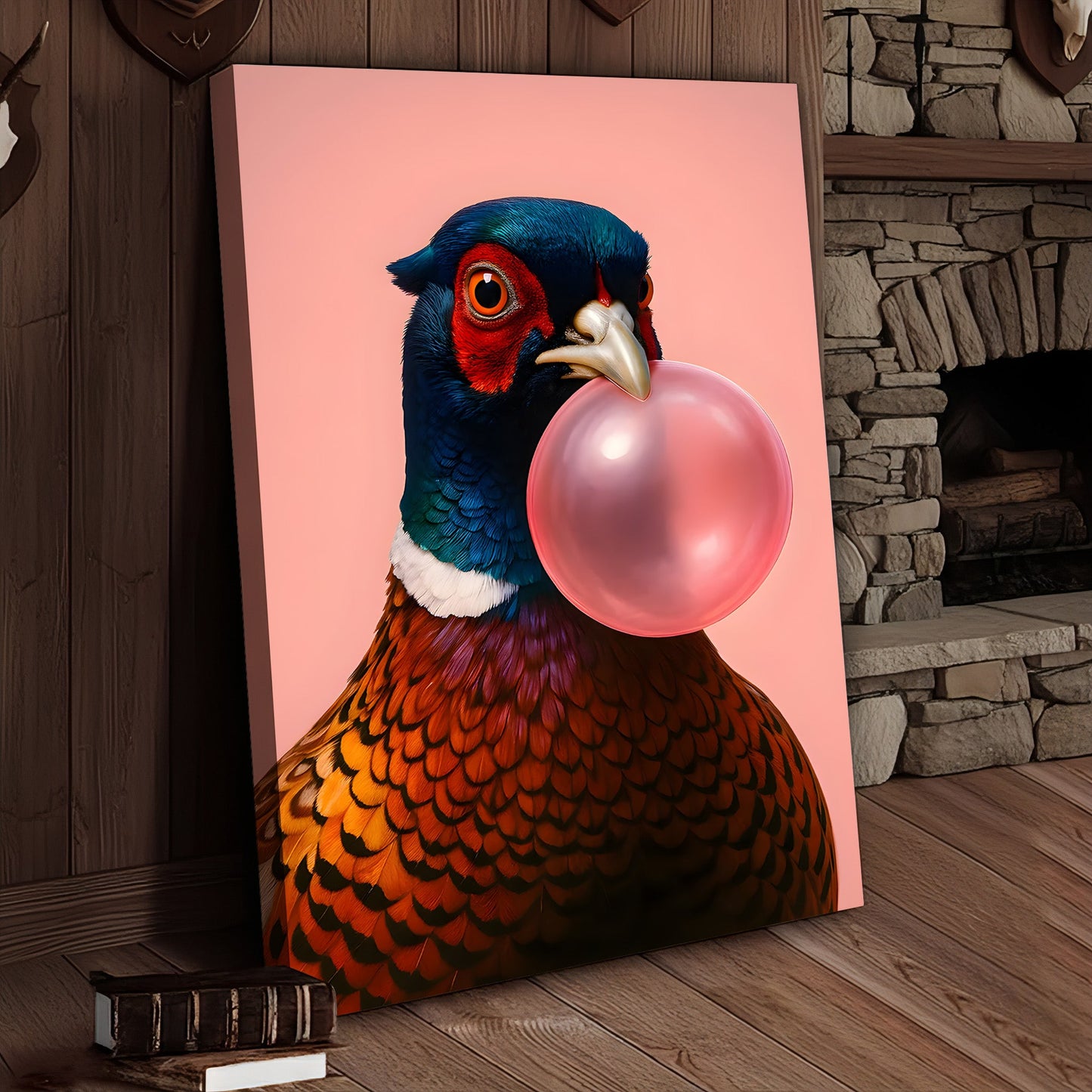 Funny Pheasant Canvas Wall Art – Unique Hunting Cabin Decor & Perfect Gift for Hunters