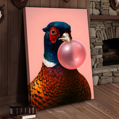 Funny Pheasant Canvas Wall Art – Unique Hunting Cabin Decor & Perfect Gift for Hunters