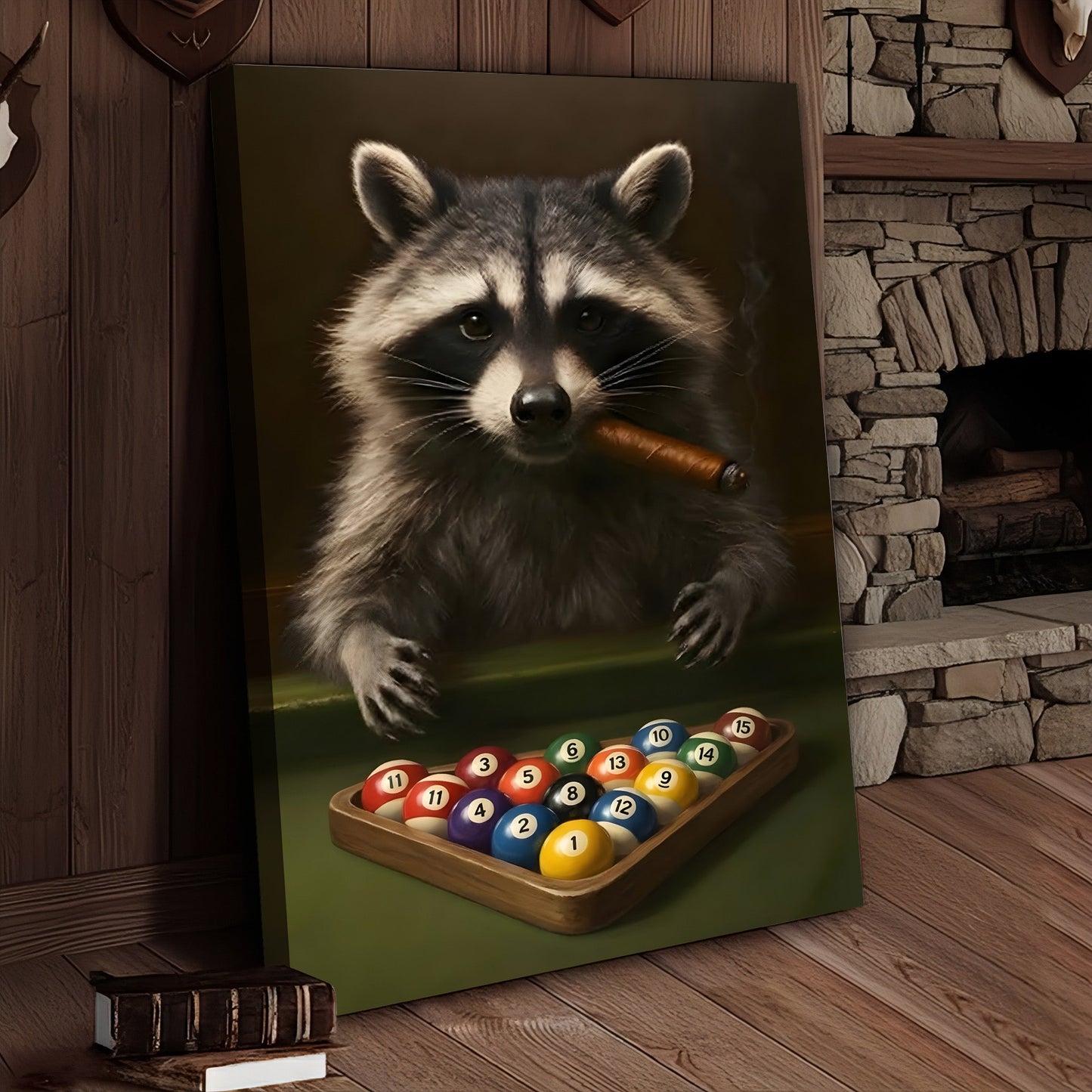 Funny Raccoon Pool Player Canvas – Perfect Gift for Billiards Lovers & Outdoors Men