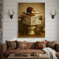 Phesan Reading News Smoking Bathroom Wall Art – Rustic Decor for Men, Hilarious Gift for Men, Hunter