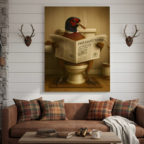 Phesan Reading News Smoking Bathroom Wall Art – Rustic Decor for Men, Hilarious Gift for Men, Hunter