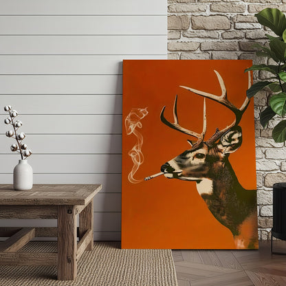 Smoking Buck Deer Canvas – Funny Hunting Wall Art for Man Caves - Gift for Hunters & Redneck Vibes