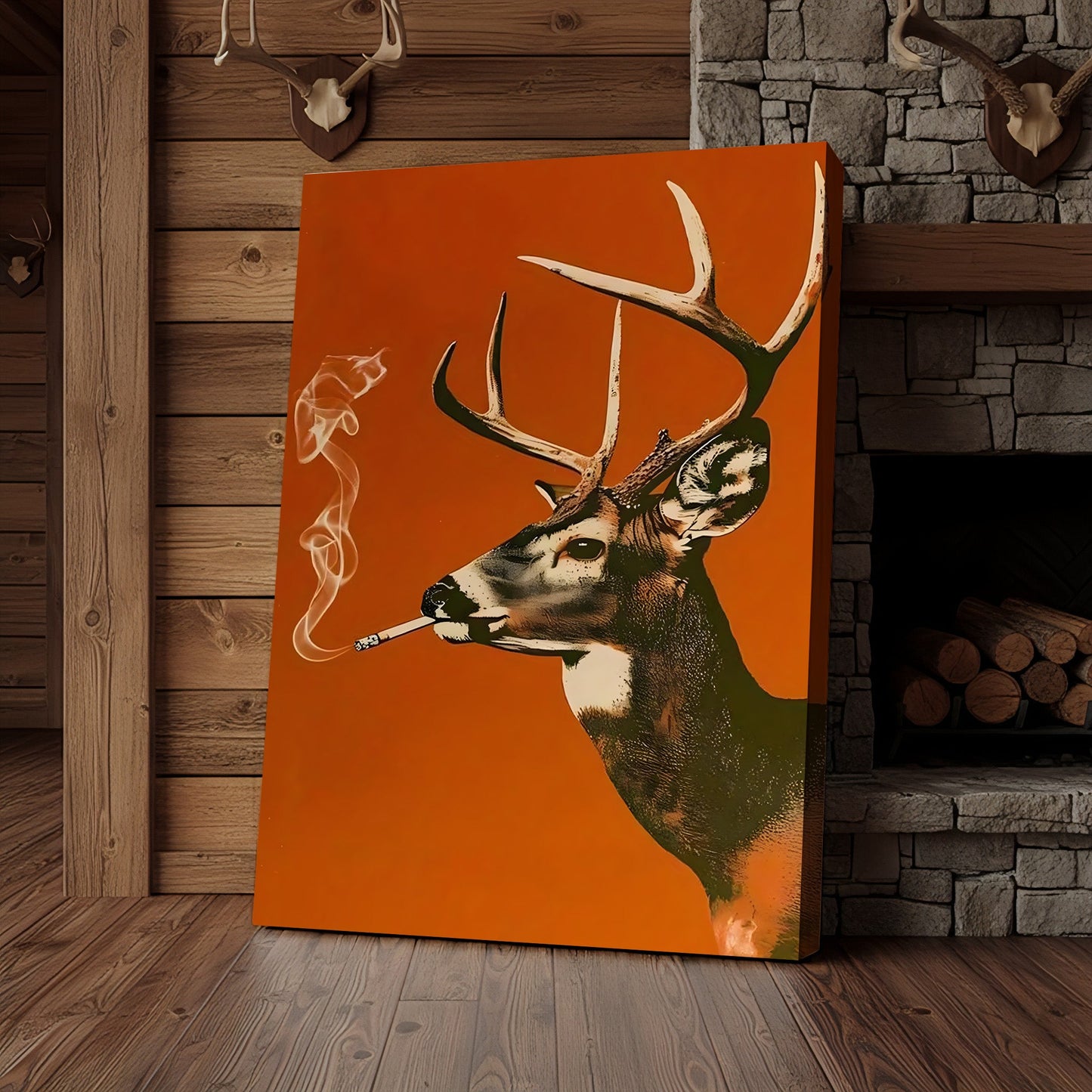 Smoking Buck Deer Canvas – Funny Hunting Wall Art for Man Caves - Gift for Hunters & Redneck Vibes