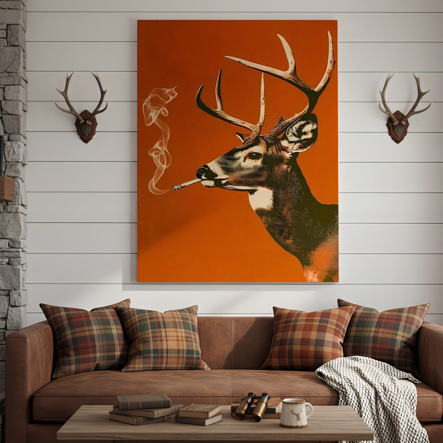 Smoking Buck Deer Canvas – Funny Hunting Wall Art for Man Caves - Gift for Hunters & Redneck Vibes