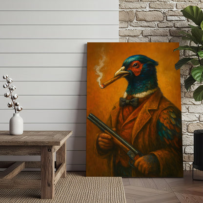 Pheasant Hunter Canvas Wall Art – Funny Hunting Gift for Men, Upland Game Bird Hunters & Lodge Decor