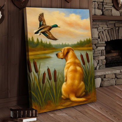 Duck Hunting Dog Canvas Wall Art – Labrador Retriever Rustic Cabin Lodge Decor