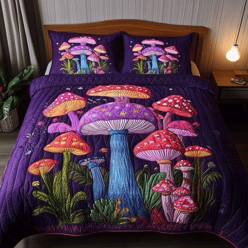 Magic Mushroom 3-Piece Quilted Bedding Set - Single (59" x 70")