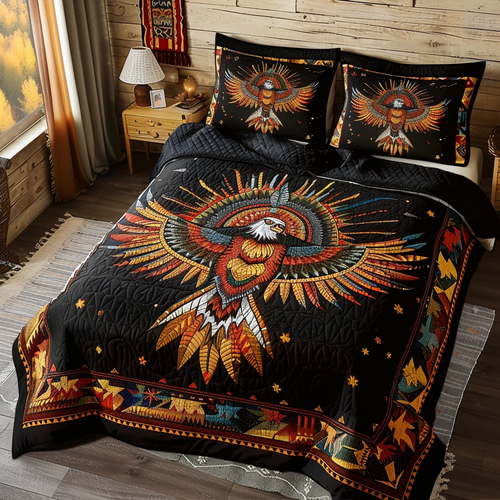 Majestic Eagle Warrior 3-Piece Quilted Bedding Set - Single (59" x 70")