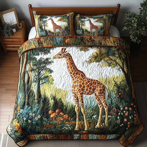Majestic Forest Giraffe 3-Piece Quilted Bedding Set - Single (59" x 70")